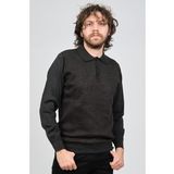 Woolman Erkek Desenli Polo Yaka Yün Kazak 1572001 Füme