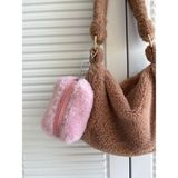 Wooly Joys Pudra Pembe Peluş Cüzdan Anahtarlık / Çanta Charmı / Tüylü Çanta Süsü / Peluş Cüzdan / Bozukluk / Airpods Çantası / 23 Farklı Renk Seçeneğiyle