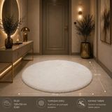 Wooly Life 150CM Oval Peluş Halı Tavşan Tüyü Premium - 100 x 100 cm