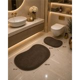 Wooly Life 2 Li Banyo Takımı Peluş Paspas Tavşan Tüyü 50X70 60X100 - Kahverengi