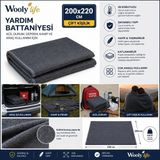 Wooly Life Çift Kişilik Battaniye 200X220 Yardım Battaniyesi Çok Amaçlı Kamp Piknik - 200 x 220 - Gri