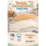 Wooly Life Peluş Halı Araba Desen 70X150 Paspas Çocuk Odası - 80 x 100 - Beyaz