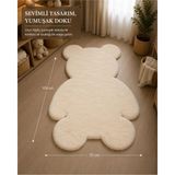 Wooly Life Peluş Halı Ayıcık Tavşan Tüyü 70X100 Çocuk Odası Kapı Önü Koridor Paspas - Beyaz - 70 x 100 cm