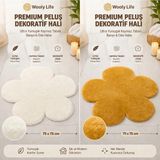 Wooly Life Peluş Halı Çiçek Desen 75X75 Paspas Çocuk Odası - 80 x 100 - Beyaz