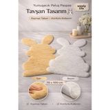 Wooly Life Peluş Halı Tavşan Desen 70X100 Paspas Çocuk Odası - 80 x 100 - Beyaz