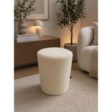 Wooly Life Puf Tedy Kumaş Oturma Pufu Çok Amaclı Makyaj Koltuğu Beyaz - 43 x 33 - Ekru