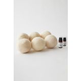 WOOLYBALL Organik Koyun Yünü Çamaşır Kurutma Topları, 6 Adet, XL Boyut, Lavanta ve Hediye Uçucu Yağlar