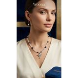 Woona Ay Taşı & Lacivert Kaplangözü Premium Aa Kalite Doğal Taş El Yapımı Kolye Küpe Set