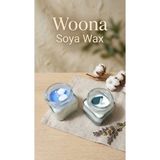 Woona Doğal Soya Mumu - Pudra Kokulu, Çift Renkli Dekoratif El Yapımı Cam Kavanoz El Yapımı Doğal Soya Wax Premium Kokulu Mum - woonamum-11