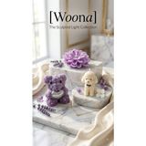 Woona Doğal Soya Wax Amber Kokulu 3'lü Dekoratif Mum Seti - Ayıcık & Poodle Köpek & Lotus Çiçeği Figürlü El Yapımı Doğal Soya Wax Premium Kokulu Mum Seti - woonamum-26