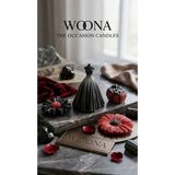 Woona Doğal Soya Wax Siyah Gelinlik ( Efektli ) & Şakayık & Papatya Figürlü Gotik Tasarım Pudra Kokulu El Yapımı Doğal Soya Wax Premium Kokulu Mum Seti - woonamum-22