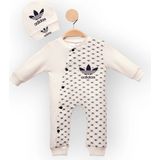 Woops Baby Marka Addas Desen Şapkalı Tulum 6-24 Ay - Ekru - 2 Yaş