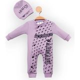 Woops Baby Marka Armany Desen Şapkalı Tulum 6-24 Ay - Lila - 2 Yaş