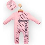 Woops Baby Marka Armany Desen Şapkalı Tulum 6-24 Ay - Pembe - 2 Yaş