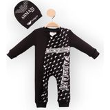 Woops Baby Marka Armany Desen Şapkalı Tulum 6-24 Ay - Siyah - 2 Yaş