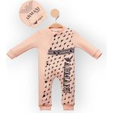 Woops Baby Marka Armany Desen Şapkalı Tulum 6-24 Ay - Somon - 2 Yaş