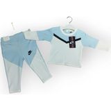 Woops Baby Marka Baskılı Nke Desen Biyeli Uzun Kol Ikili Takım Unisex 6-24 Ay - 9 Ay - Mavi