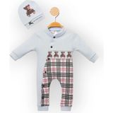 Woops Baby Marka Borberi Desen Şapkalı Tulum Unisex 6-24 Ay - 2 Yaş - Bebe Mavi