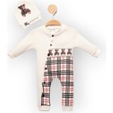 Woops Baby Marka Borberi Desen Şapkalı Tulum Unisex 6-24 Ay - 2 Yaş - Ekru
