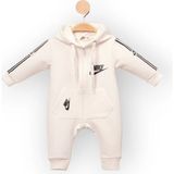 Woops Baby Marka Nke Desen Kapşonlu Tulum Unisex 6-24 Ay - 2 Yaş - Ekru