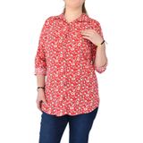 WOOW KADIN GÖMLEK TUNİK ÇİÇEKLİ KOL KIVIRMALI BGL-ST01139 KIRMIZI 40