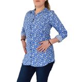 WOOW KADIN GÖMLEK TUNİK ÇİÇEKLİ KOL KIVIRMALI BGL-ST01139 MAVİ 40