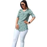 WOOW KADIN GÖMLEK TUNİK ÇİÇEKLİ KOL KIVIRMALI BGL-ST01139 YEŞİL 42