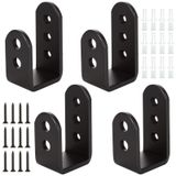 WOPPLXY 2x4 Kapı Barikat Braketleri, Siyah Demir Metal U Braketi, Kapalı/Dış Mekan Kapısı U Güvenlik Braketleri Ev, Ahır, Kulübe ve Garaj, Kapı için Uygun (4 Adet)