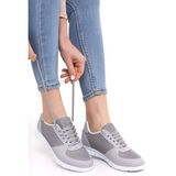 Wordex F1 Günlük Kadın Fileli Yazlık Sneaker Spor Ayakkabı - Gri