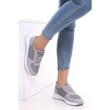 Wordex F3 Kalın Taban Günlük Kadın Fileli Yazlık Sneaker Spor Ayakkabı - Gri