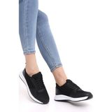 Wordex F3 Kalın Taban Günlük Kadın Fileli Yazlık Sneaker Spor Ayakkabı - Siyah