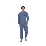 Wordex Falkom 5006 İnterlok Kalın Kışlık Çizgili Erkek Ev Pijama Takımı (Mavi, M)