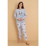 Wordex Fawn 1204 Peluş Welsoft Polar Kışlık Yumoş Pandalı Kadın Pijama Takımı