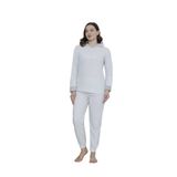 Wordex Fawn 3903 Peluş Welsoft Polar Kışlık Kapşonlu Kadın Pijama Takımı (Açık Gri, M)