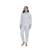 Wordex Fawn 3903 Peluş Welsoft Polar Kışlık Kapşonlu Kadın Pijama Takımı (Açık Gri, S)