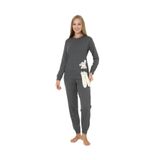 Wordex Fawn 4002 İnterlok Kışlık Tavşanlı Kadın Pijama Takımı (Antrasit, XL)