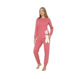 Wordex Fawn 4002 İnterlok Kışlık Tavşanlı Kadın Pijama Takımı (Fuşya, XL)