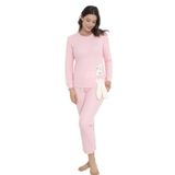 Wordex Fawn 4002 İnterlok Kışlık Tavşanlı Kadın Pijama Takımı (Pembe, XL)