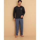 Wordex FLKN 7015 İnterlok Kışlık Ekose Pijamalı Erkek Pijama Takımı