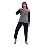 Wordex Fwn 3005 Peluş Welsoft Polar Kışlık Kar Desenli Kadın Pijama Takımı (as1, alpha, jaspo_s, x_l, Gri, S)