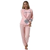 Wordex Fwn 3012 Peluş Welsoft Polar Kışlık Yumoş Kadın Pijama Takımı Soft Pembe (Soft Pembe, XL)