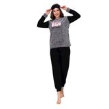 Wordex Fwn 3016 Peluş Welsoft Polar Kışlık Kadın Yumoş Pijama Takımı (as1, alpha, jaspo_s, x_l, Gri-Siyah, S)