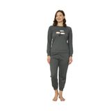 Wordex Fwn 4006 İnterlok Kışlık Bulut Desenli Kadın Pijama Takımı (3187) (Antrasit, L)