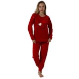 Wordex Fwn 5005 Peluş Welsoft Polar Kışlık Yumoş Kadın Pijama Takımı Kırmızı (Kırmızı, S)