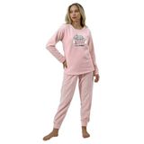 Wordex Fwn 5006 Peluş Welsoft Polar Kışlık Yumoş Kadın Pijama Takımı Soft Pembe (Soft Pembe, L)
