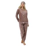 Wordex Fwn 5008 Peluş Welsoft Polar Kışlık Yumoş Kadın Pijama Takımı Vizon (Vizon, S)