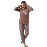 Wordex Fwn 5010 Peluş Welsoft Polar Kışlık Yumoş Kadın Pijama Takımı Vizon (Vizon, S)
