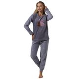 Wordex Fwn 5015 Peluş Welsoft Polar Kışlık Yumoş Kadın Pijama Takımı Gri (Gri, XL)