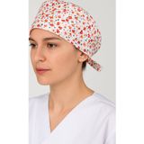 Wordex Kırmızı Çiçekli Doktor Hemşire Aşçı Cerrahi Bone Hastane Bone Bandana M454