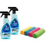 WÖRF 2 Adet Buz Çözücü Sprey 500 Ml. & 30*30 cm 4'lü Temizlik Bezi